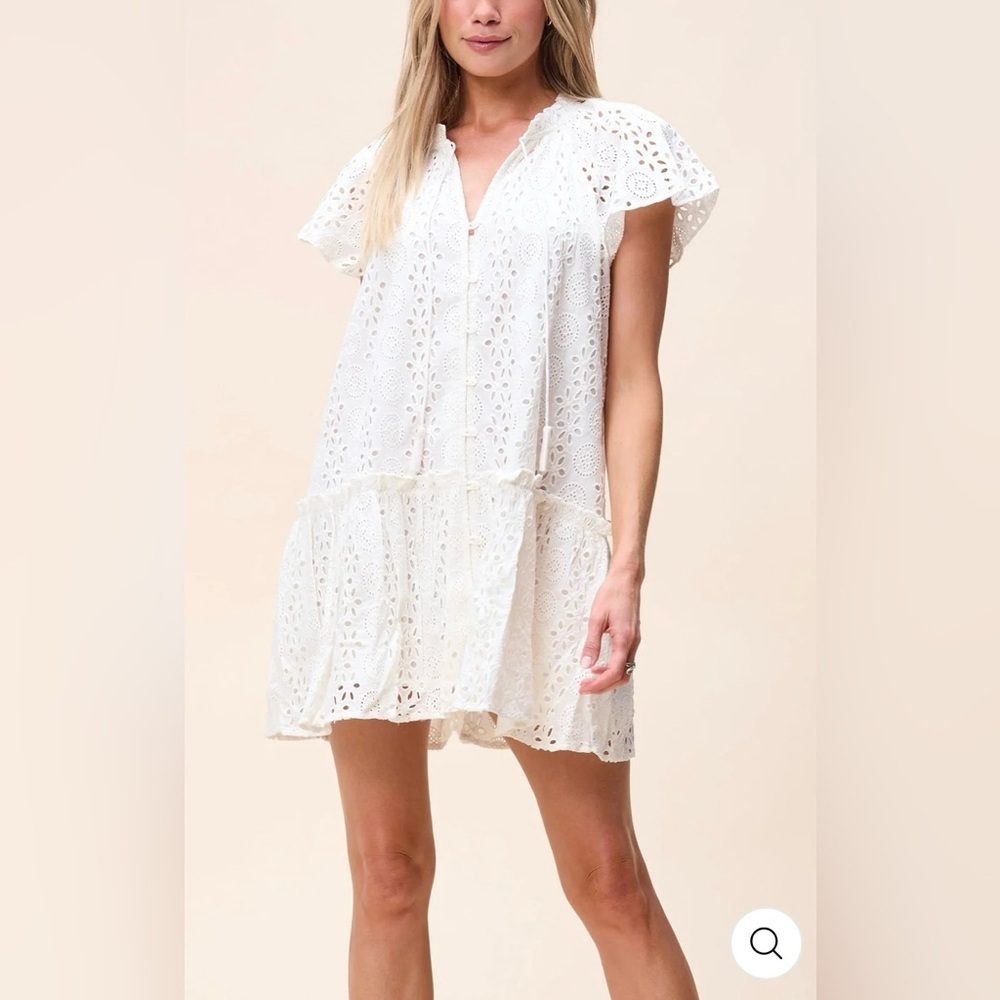 Cleobella Lydia Eyelet white Mini Dress Womens XL Feminine Bridal Wedding